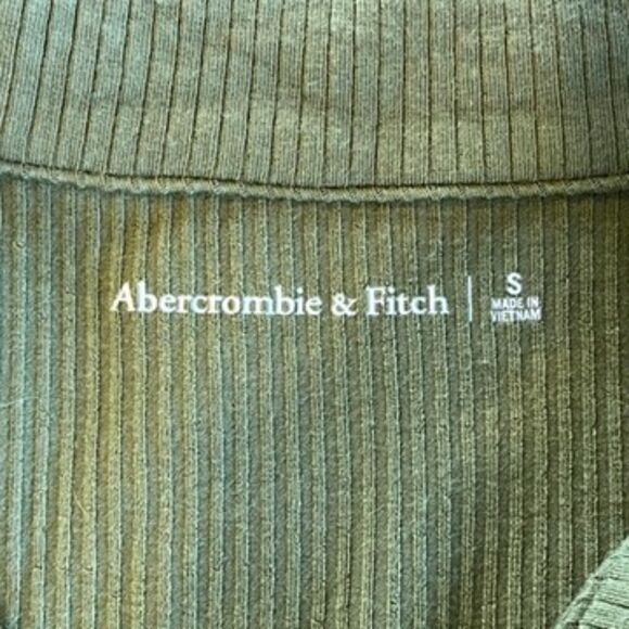Abercrombie & Fitch Green Ribbed Button Front Top Long Sleeves Small Collared - Picture 4 of 7